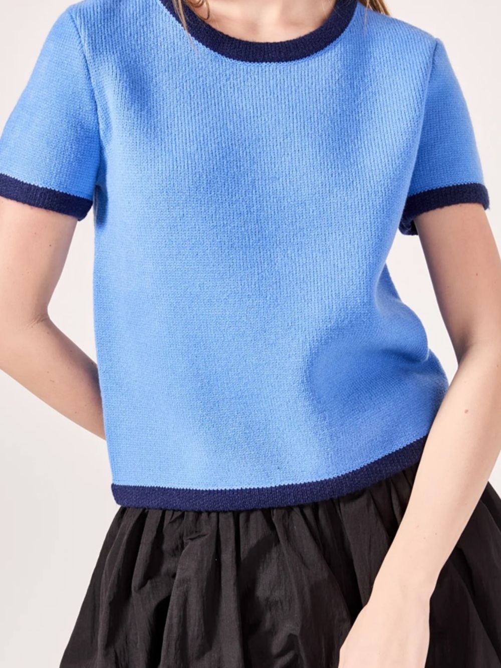English Factory Colorblock Short Sleeve Sweater